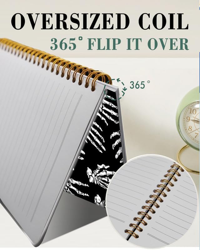 Spiral Journal Notebook,A5 Hardcover Lined Journals for Women Girl 6 x 8.3 in,120 Pages Thick Paper,Cute College Ruled Writing Notebook for Gifts Office Work School(Skull Human Bone Pattern)