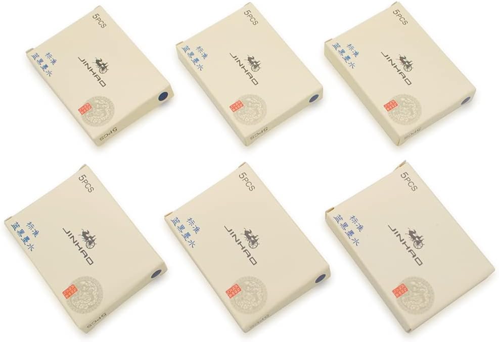 30pcs JINHAO Ink Cartridges Fountain Pen Refills for JINHAO and Baoer Pen Standard Size (Black Blue)