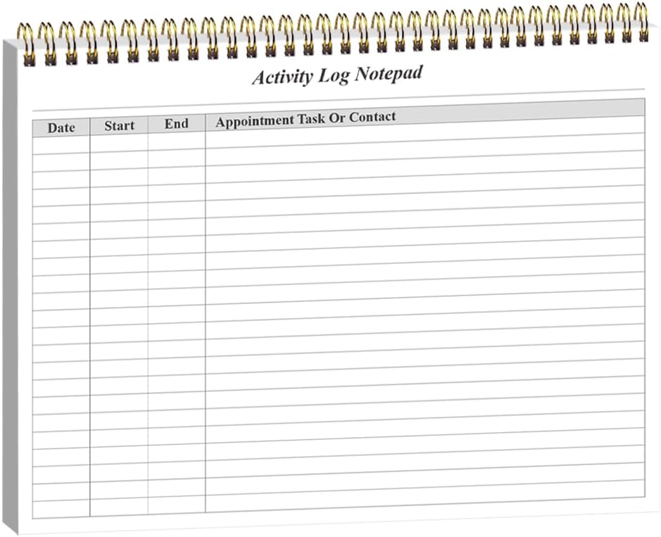 Getvow Activity Log Notepad - Spiral Activity Log Book for Business Work, Undated Weekly To Do List Notepad, Organized Time Spending, Appointment or Contact, 52 Sheets, 100gsm Paper, 8.5" x 11"
