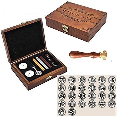 Alphabet Z Wax Seal Stamp Wood Box Melting Spoon Candles Invitations Gift Cards Stationary Envelope Custom Logo Picture Wax Seal Sealing Stamp Wax Sticks Gift Kit