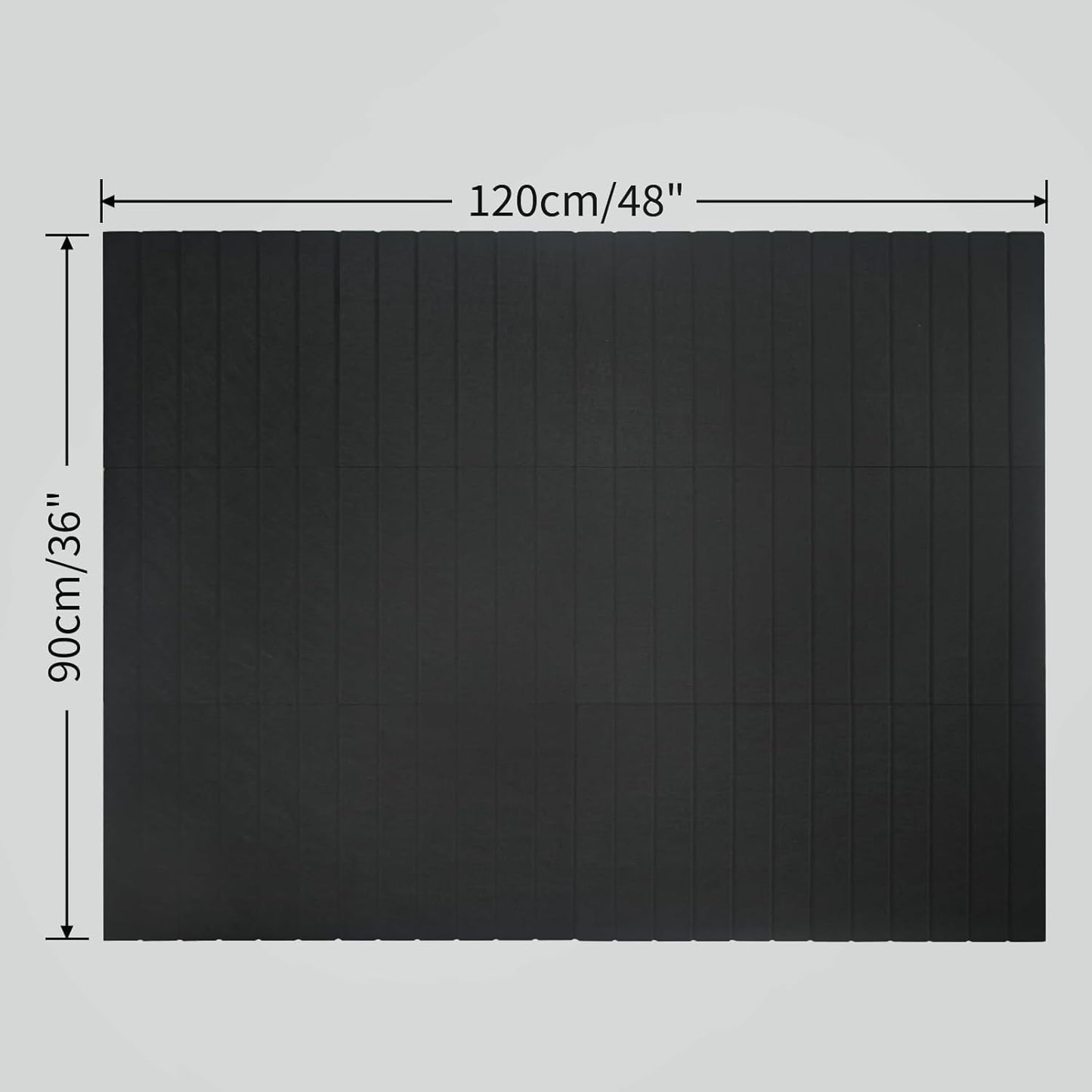 12 Pack Large Cork Board for Walls, Slat Wall Paneling, 48" X 36" Felt Bulletin Board Tiles with Safe Removable Adhesive Tabs & Push Pins, Pin Board Cork Board Wall Organizer for Office - Black