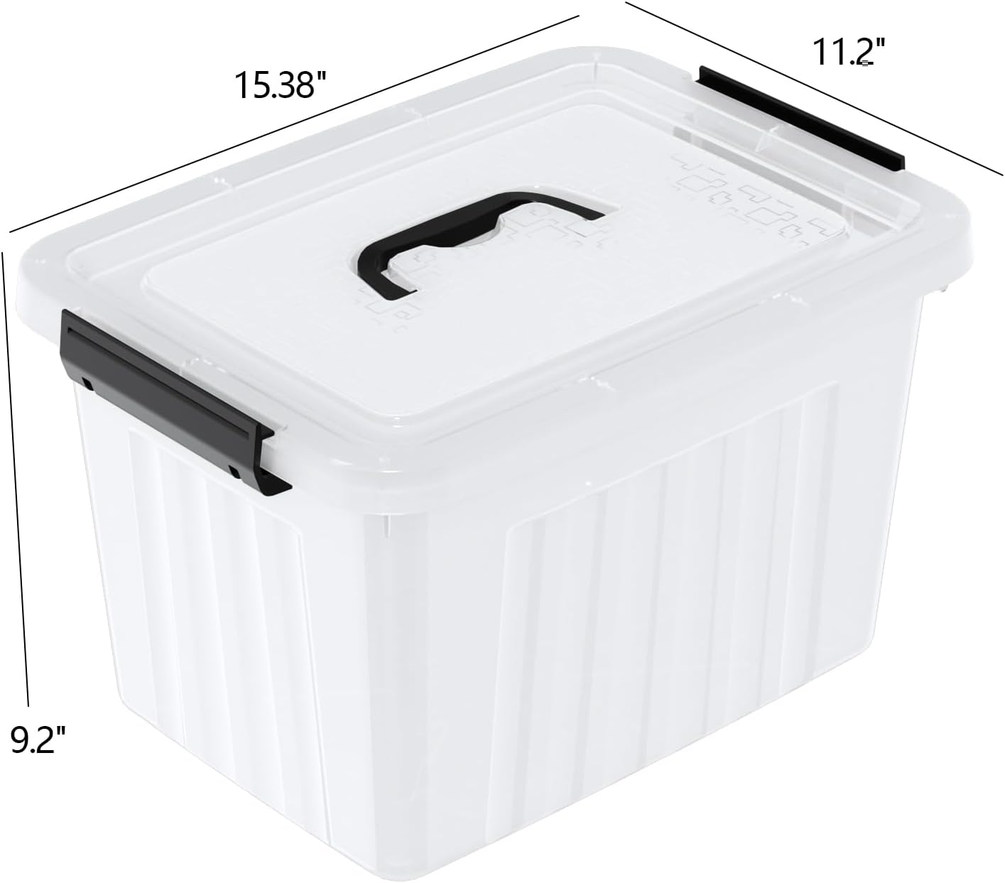 Set of 4 Storage Bins with Latch Lids, Clear Plastic Storage Box with Handle, 18 L