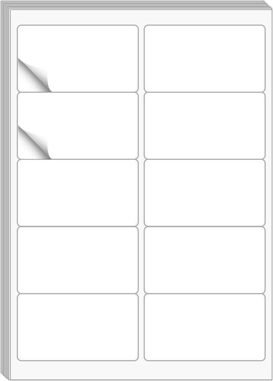 50 Sheets 10 Up Labels, 2" x 4" Sticker Printer Paper for Laser/Inkjet Printer, Mailing Blank Labels, Self Adhesive Customized Stickers