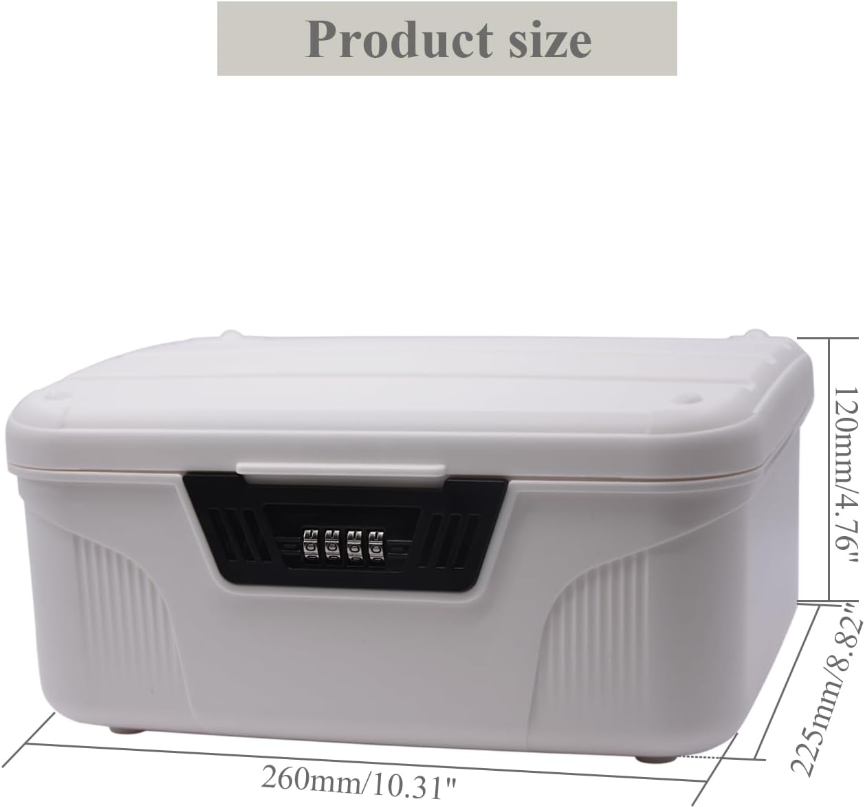 Storage Bin - 2.3 Gallon Locking Container with 4-Digit Combination Lock, Stackable Plastic Organizer Box for Usable As Item Organizer Or Office File Storage/Garage/Camping(White)