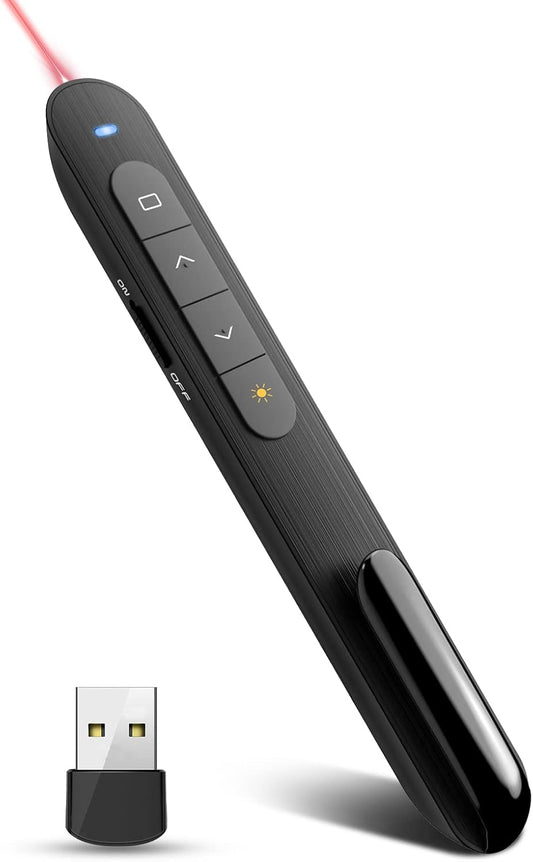 Presentation Clicker PowerPoint Clicker with Red Light, Wireless Presenter Remote Slide Clicker for Powerpoint Presentations for Mac, Keynote, Computer, Laptop