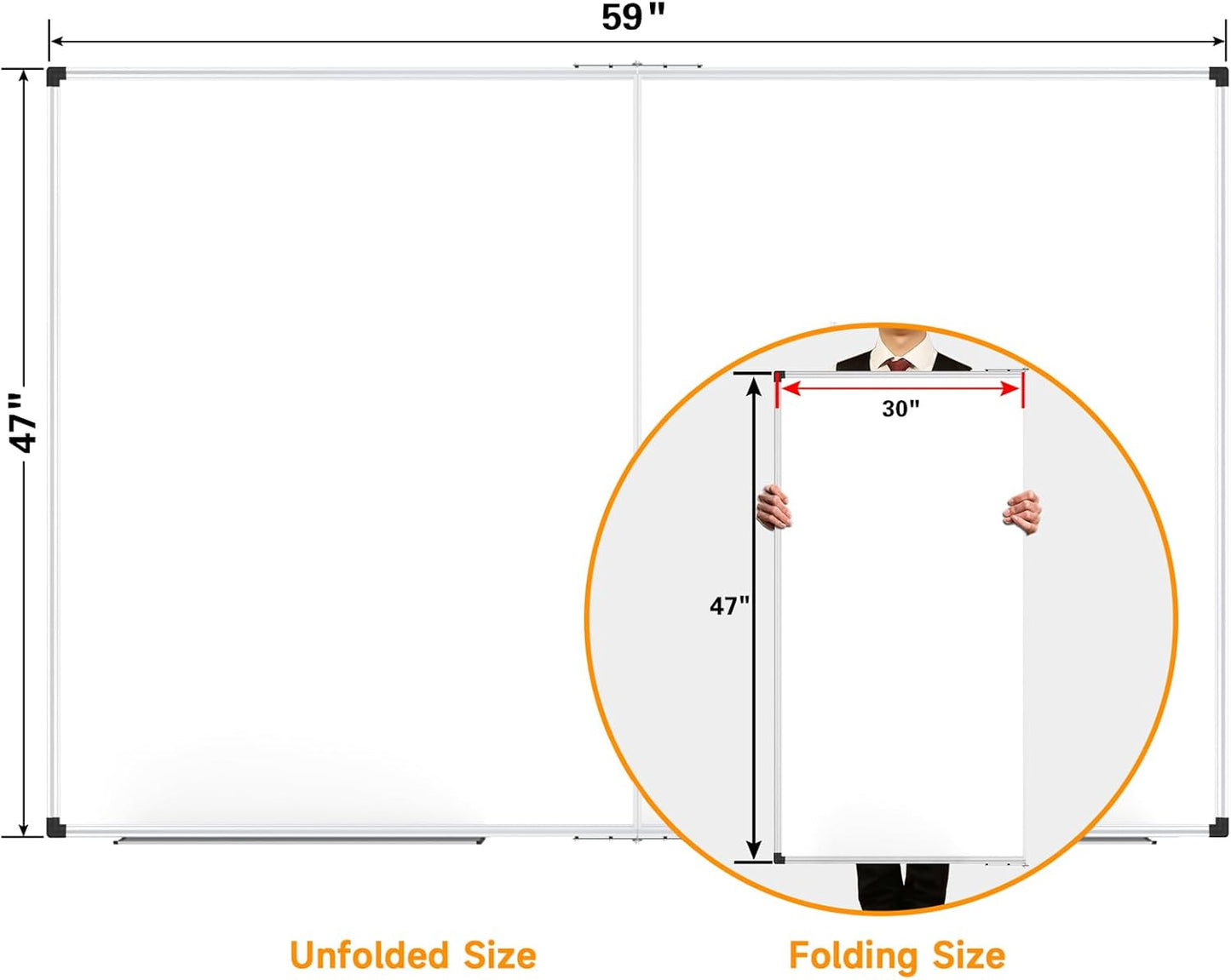 XBoard Magnetic Whiteboard 60 x 48 Inch, Dry Erase Board for Wall with Silver Aluminum Frame Foldable Presentation Board