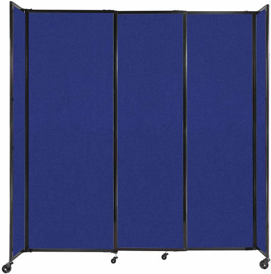 Versare Straightwall Sliding Portable Wall Partition | Freestanding Office Dividers | Locking Wheels | Temporary Room Separator | 7'2'' Wide x 7'6'' Tall Royal Blue Fabric Panels