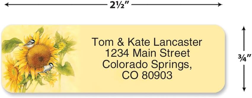 Everyday Birds Rolled Personalized Return Address Mailing Labels with Dispenser, Set of 250, Small ¾ x 2½ Inch Size, Custom Self-Adhesive Sticker Roll, by Colorful Images