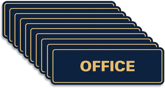 Signs ByLITA Standard Office Sign - Professional Business Signage - Easy to Install (Navy Blue/Gold) - Small 10 Pack