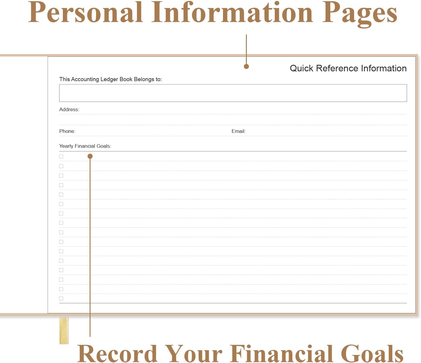 Accounting Ledger Book - Ledger Book for Small Businesses Bookkeeping & Personal Use, Expense Tracker Notebook for Tracking Money, Expenses, Deposits & Balance, 7" x 10", Beige