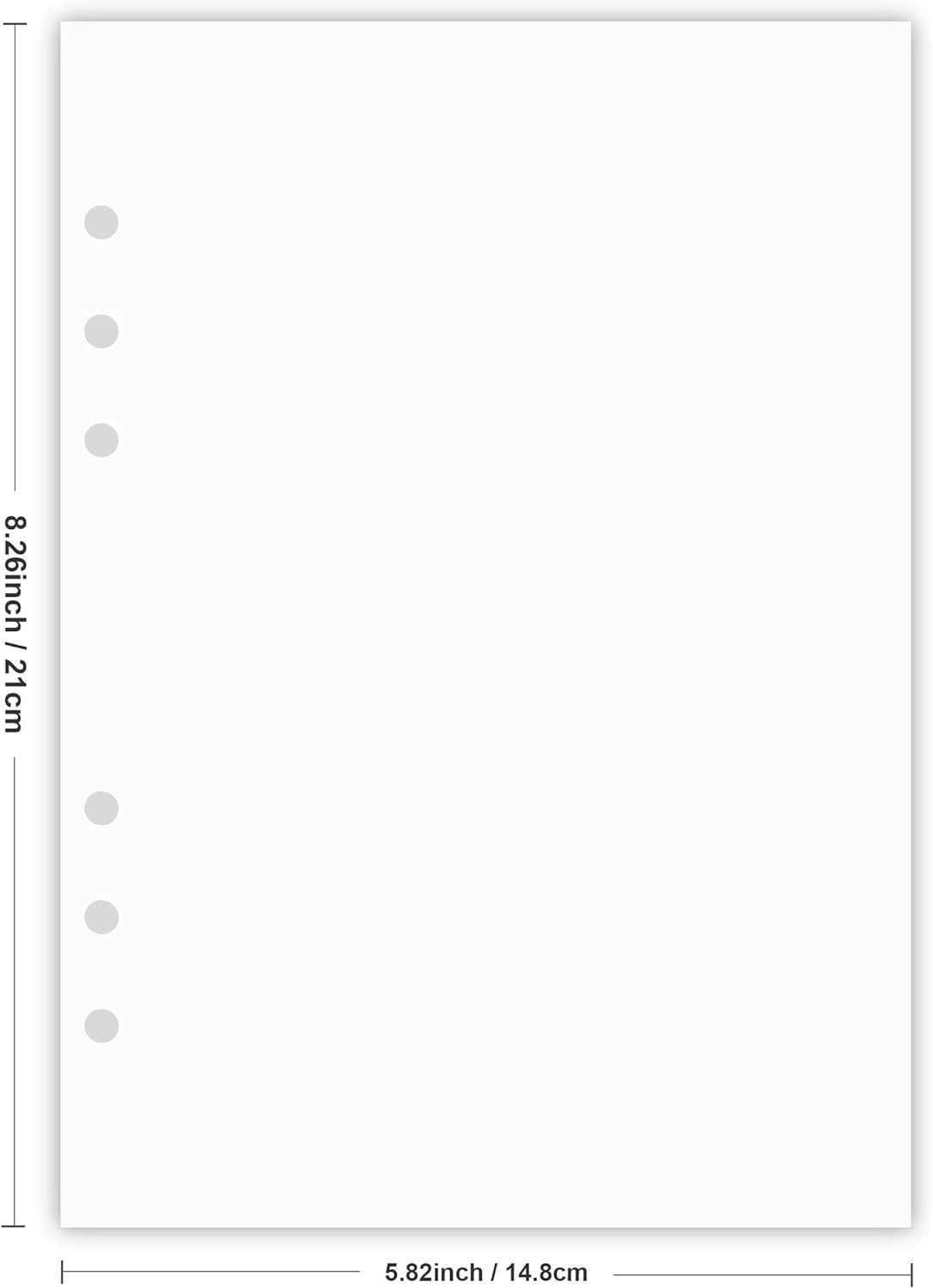 A5 Blank Paper, Refills for Filofax Planner, Organizer, Binders, 6 Hole Punched, 100 Sheets/200 Pages, 100gsm, White, 5.8 x 8.2 Inch