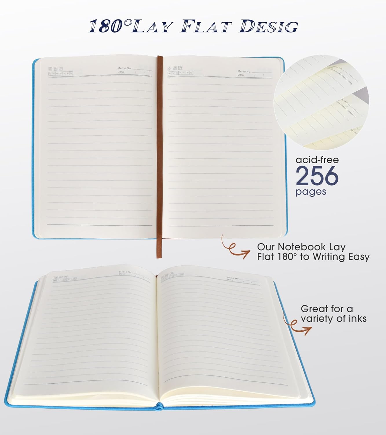 Lined Journal Notebook for Women Men,256 Pages A5 Hardcover Leather Journals for Writing,Travel,Business,Work & School,College Ruled Notebooks for Note Taking,Diary Notepad 5.7"×8.3" blue