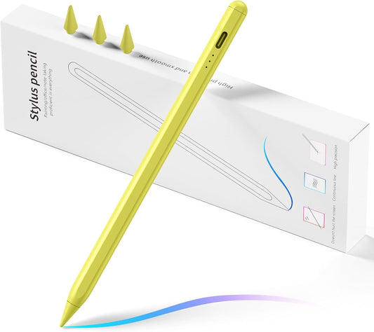 Stylus Pen for iPad, Fast Charging Pencil for Pad with Palm Rejection, Tilt Sensitivity for iPad 6-10, Pro 11"/12.9"/M4, Air 3/4/5/M2, Mini 5/6, Yellow