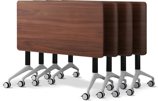 Conference Room Table with Flip-Top Design for Dynamic Meetings, Business Table Computer Desk with Heavy-Duty Frame,Foldable Seminar Meeting Tables for Home Office (4, A, 70.8IN)