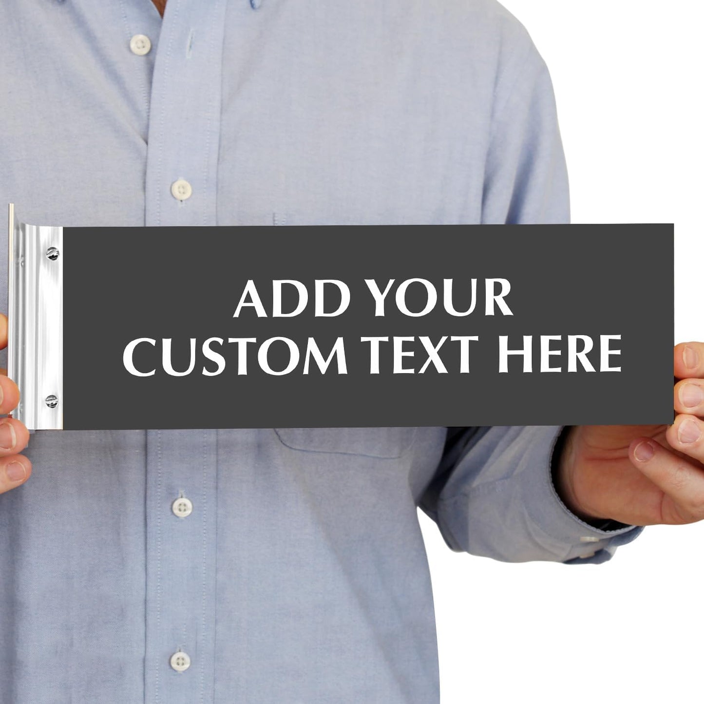 SmartSign Custom Projecting Hallway Sign with Bracket - 4"x12", Double-Sided, Wall Mount Laser Engraved, 16 Color Choices, Acrylic Corridor Sign & 3" Silver Brackets Kit, USA-Made