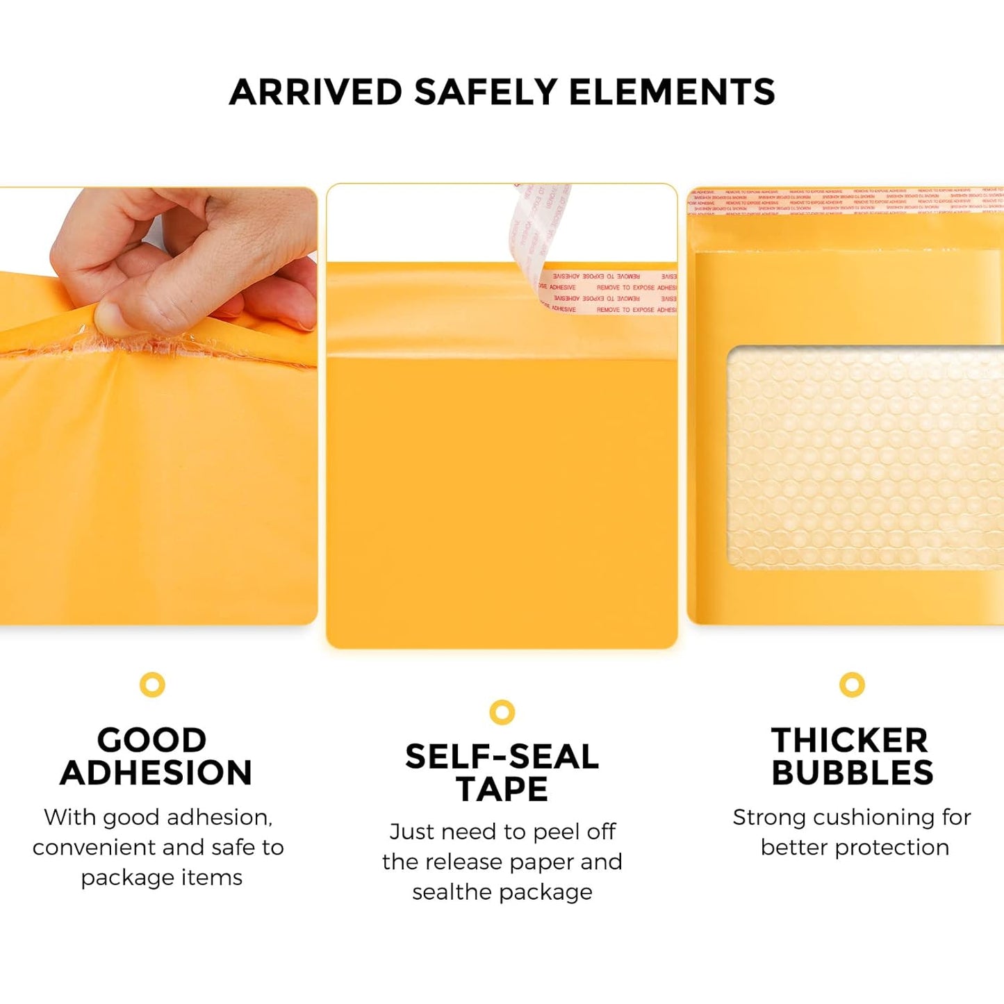 Fuxury Small Bubble Mailers 4x8" 100 Pack Padded Envelopes Thick Kraft Bubble Envelopes Usable Size 4x7" Waterproof Cushioned Padded Mailers Packaging for Small Business #000 Yellow