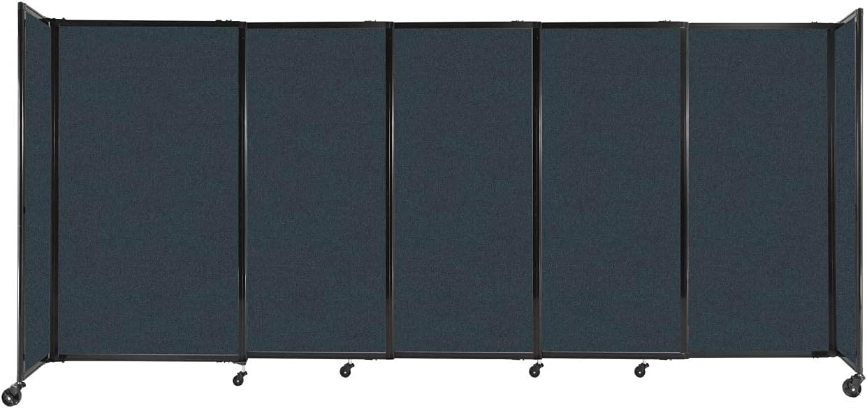 Versare Straightwall Sliding Portable Wall Partition | Freestanding Office Dividers | Locking Wheels | Temporary Room Separator | 11'3" Wide x 5' Tall Blue Spruce Fabric Panels