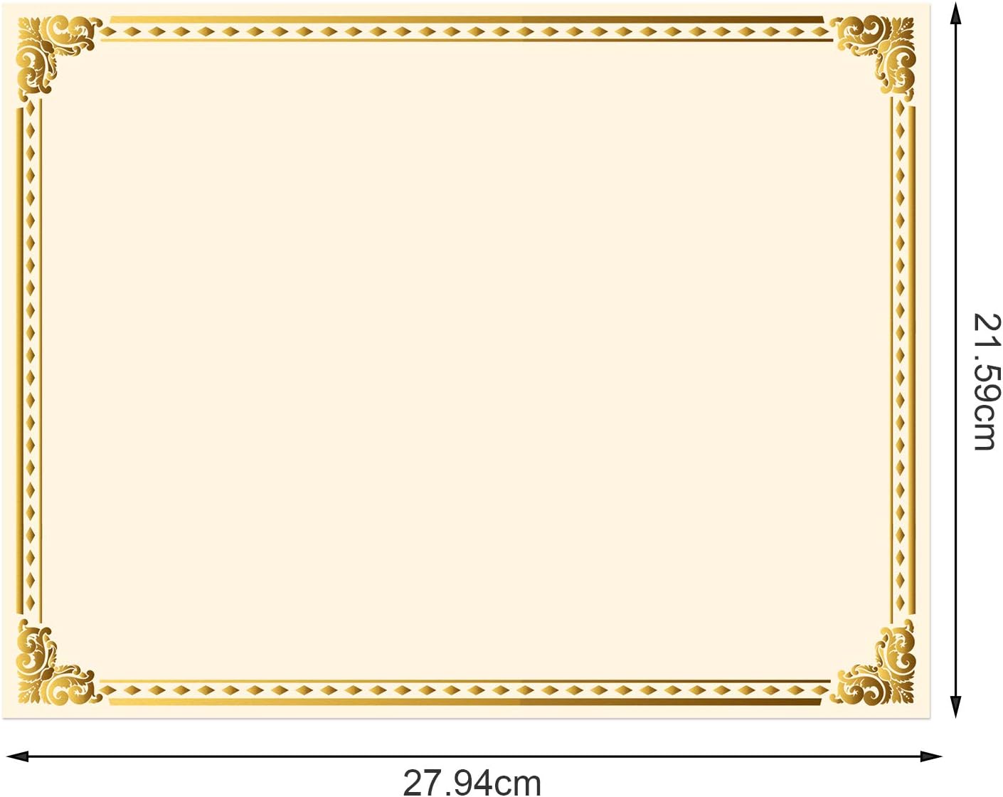 Chinco Certificate Paper Gold Foil Metallic Border Blank Award Certificate for Recognition Appreciation, Laser and Inkjet Printer Compatible, 11 x 8.5 Inches (120 Pieces)