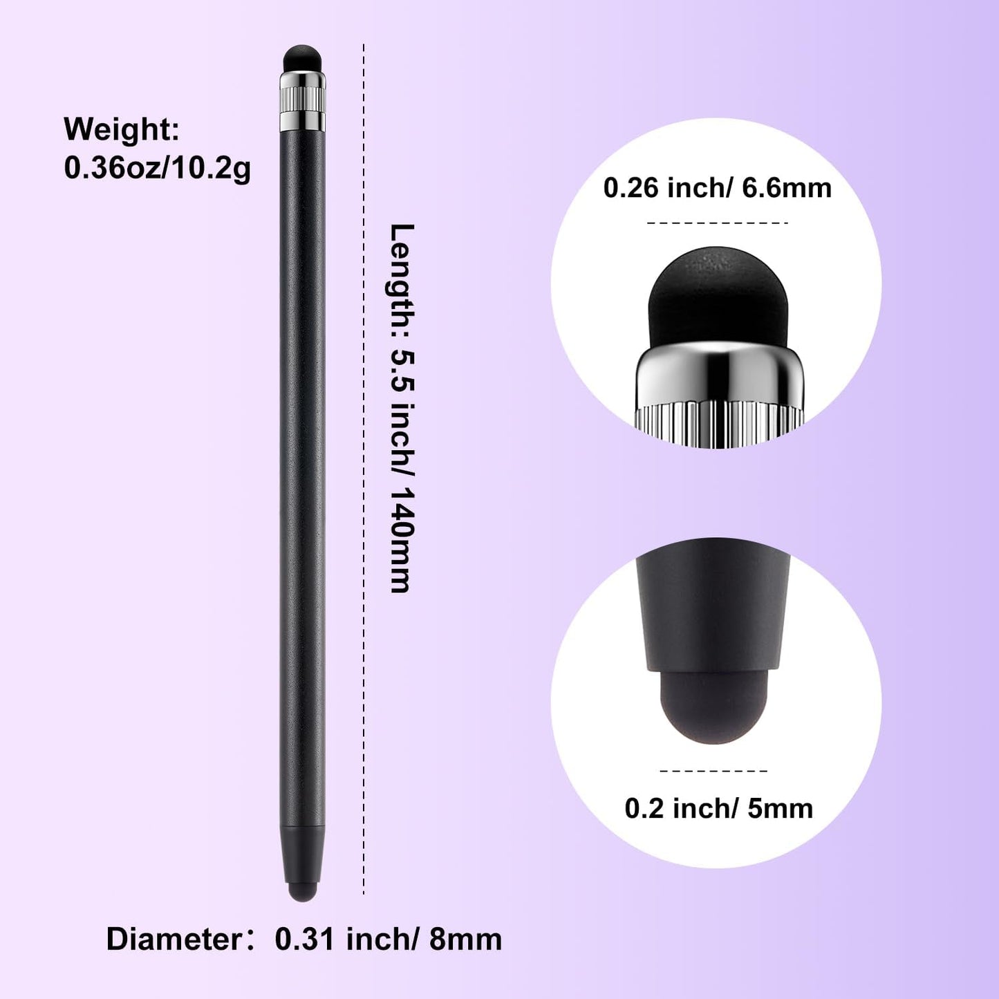 Stylus Pen for Touchscreen, ChaoQ 10pcs High Sensitivity and Precision Stylus Pen for iPad iPhone Android Compatible with All Touch Screens (Black/Purple)