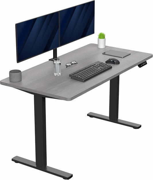VIVO Electric 55 x 28 in Standing Desk, Memory Height Adjustment, 1B Series, One-Piece Dark Gray Top, Black Frame, DESK-KIT-1B55G