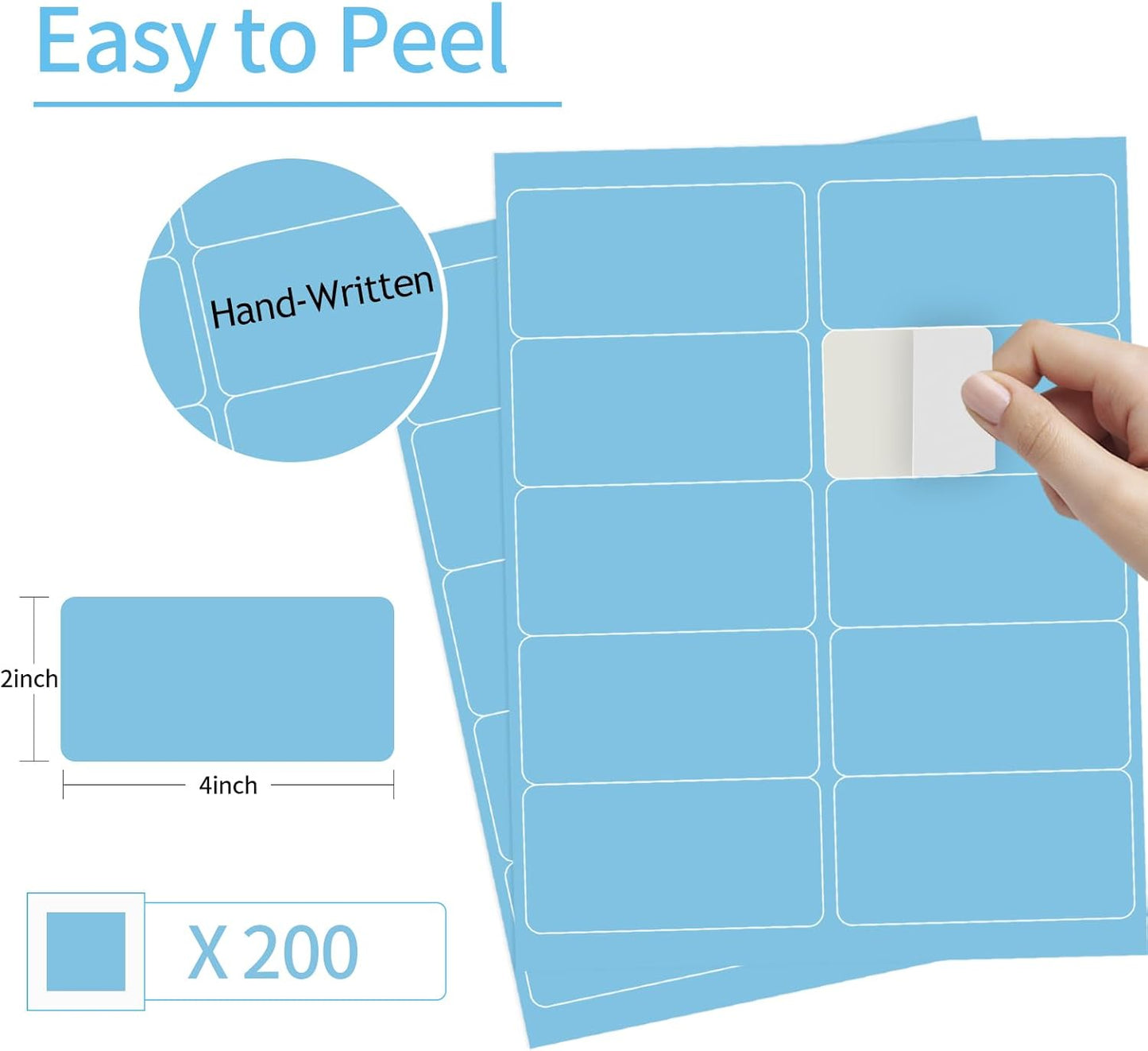 Shipping Labels Stickers, 2"×4" Printable Mailing Label for Laser/Inkjet Printing- Matte, Permanent Adhesive Labels Stickers (Lake Blue)