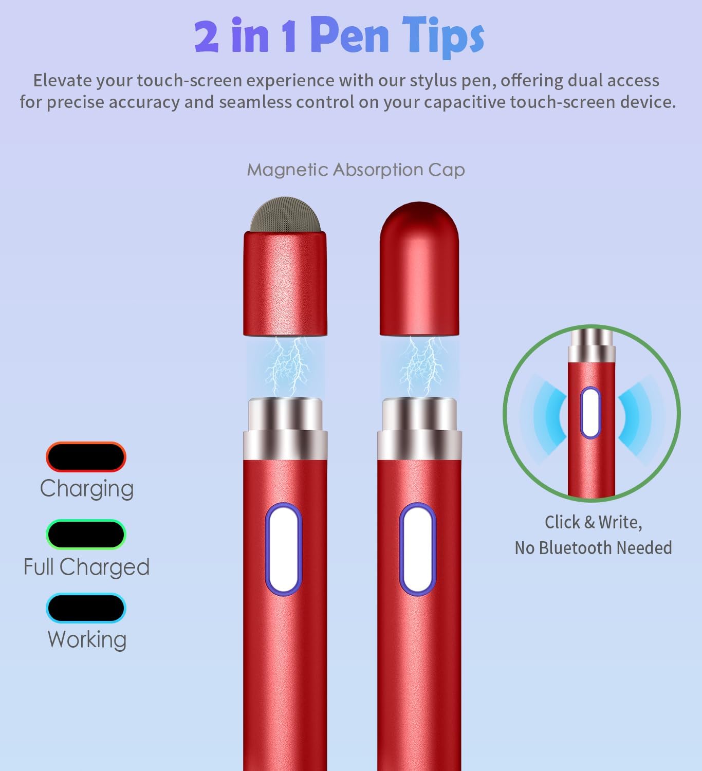 Active Stylus Pen for Touch Screens, Dual Pen Tips for Drawing &Writing,High Precise Universal Digital Pencil for Tablet/Phone/Sam-Sung/K-indle,i-Pad Air/Pro/Mini,A-pple i-Phone 16/15/14/13/12/11/X/8