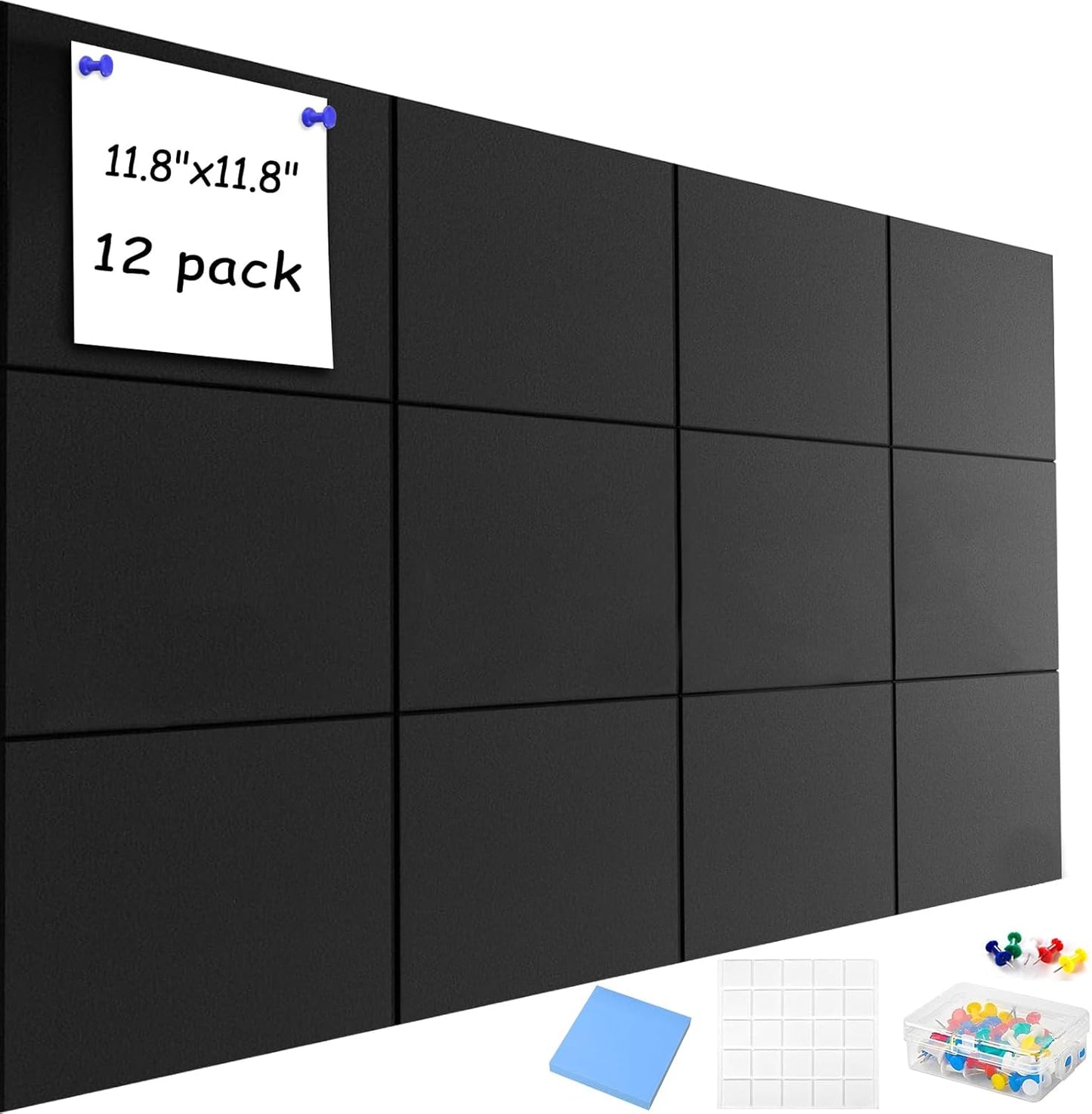 Large Acoustic Panels, 48"X36"X0.4" Sound Proof Foam Panels for Walls, Sound proof panels for walls, Soundproof Wall Panels for Home Studio&Office Decor. (Black)