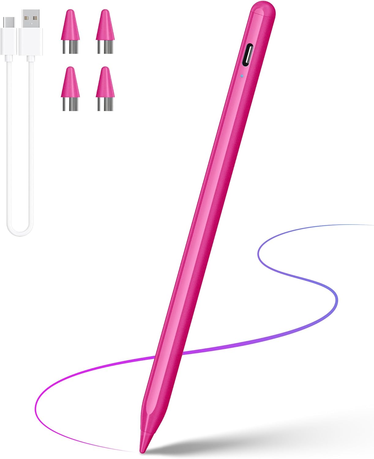 DRYMOKINI Stylus Pen, Active Stylus Pen Touch Screens Compatible for Android and iOS Tablet/Phones, Rechargeable Universal Stylus Pencil Compatible for A-pple/i-Pad/Phone Tablet, BabyPink