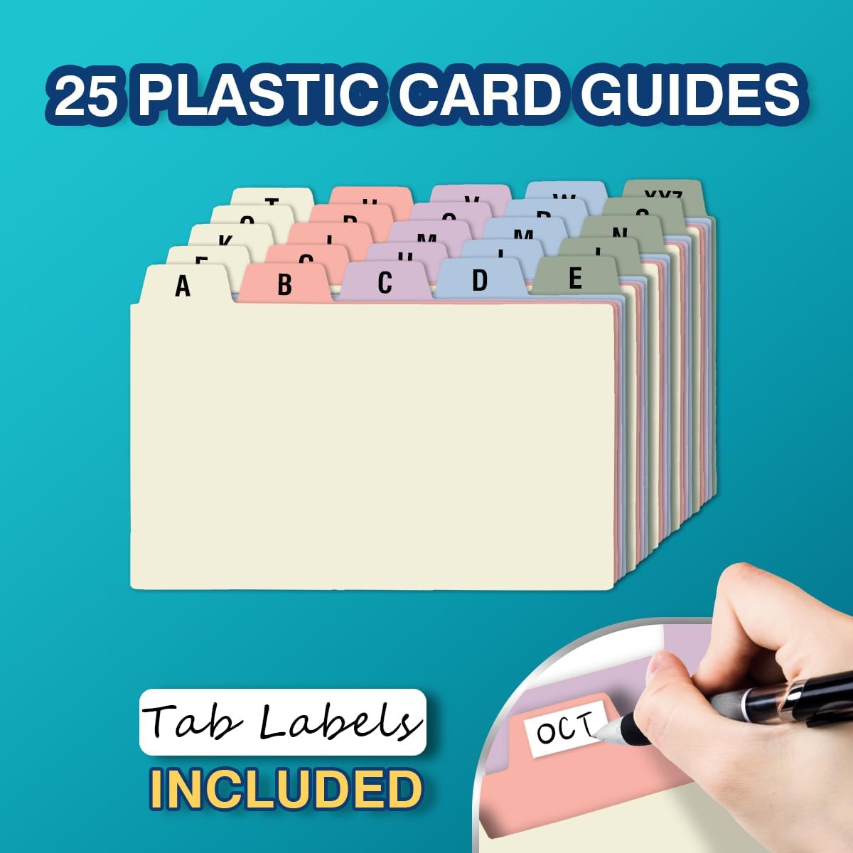 H4D 3x5 Index Card Holder with 100 Heavyweight Ruled Index Cards and 25 Plastic Dividers, Mint Green