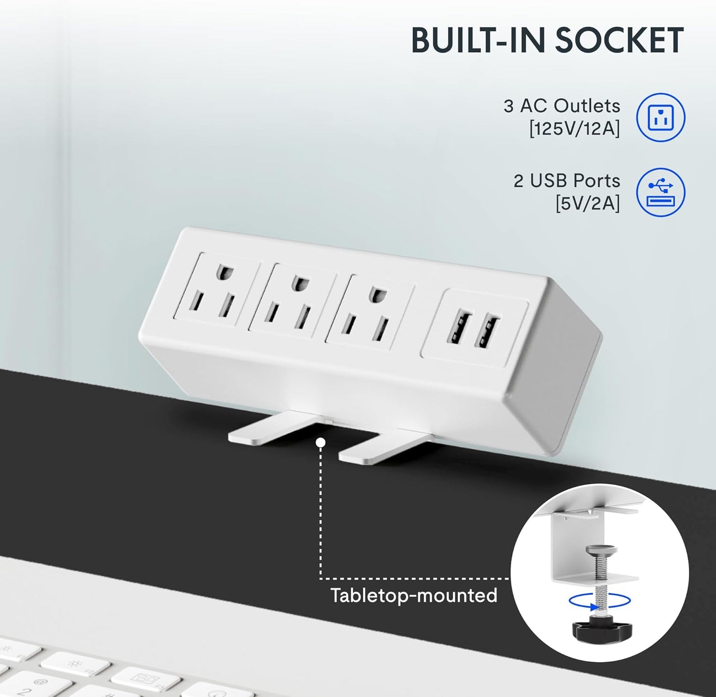 FLEXISPOT EN2 Whole-Piece Standing Desk with Clamp Power Strip, 40 x 24 Electric Stand Up Height Adjustable Desk with Cable Management (White Frame + 40" White Top)