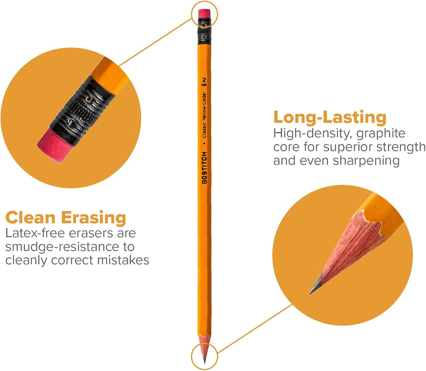 Bostitch Premium American Cedar Pencils, 60 Count