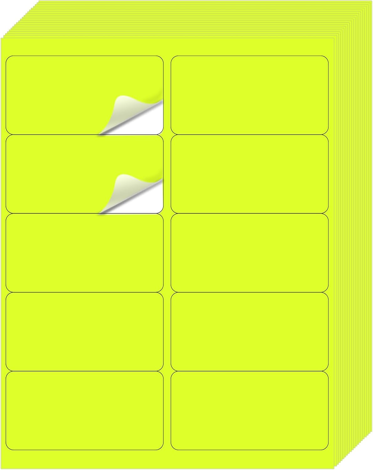 STARLIBOO Shipping Labels Stickers, 2"×4" Printable Fluorescent Mailing Labels for Laser/Inkjet Printing- Matte, Permanent Adhesive Stickers (20 Sheets, Fluorescent Yellow)