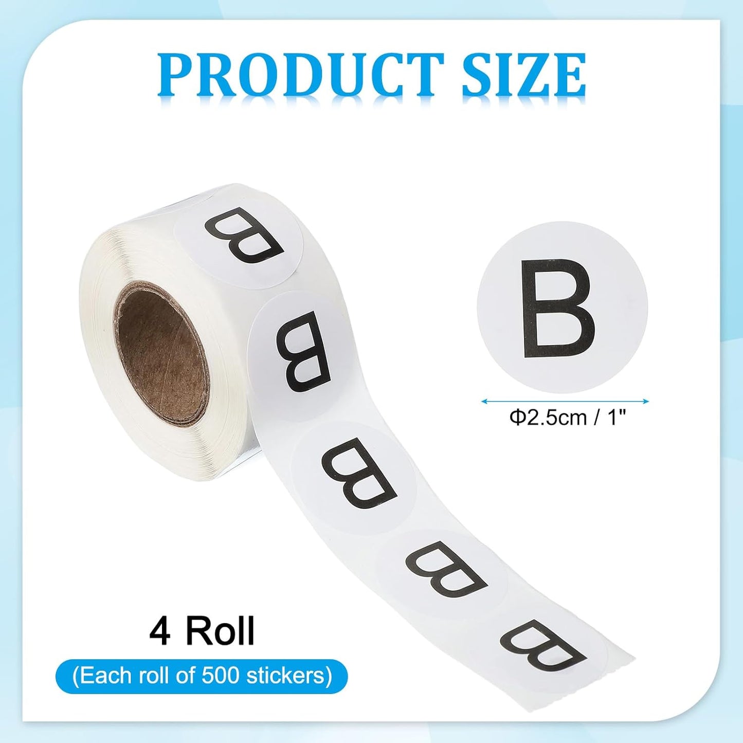 PATIKIL 1" Letter B Stickers, 4 Rolls Self-Adhesive Alphabet Round Circle Dots Labels for Organization Storage Inventory Boxes Scrapbook Craft 2000 Pcs Total