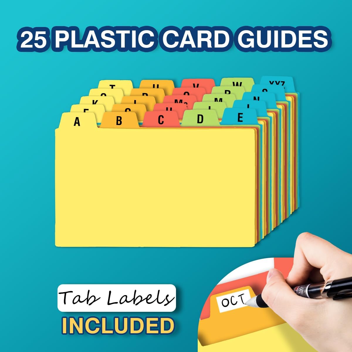 H4D 3x5 Index Card Holder with 100 Heavyweight Ruled Index Cards and 25 Plastic Dividers, Red