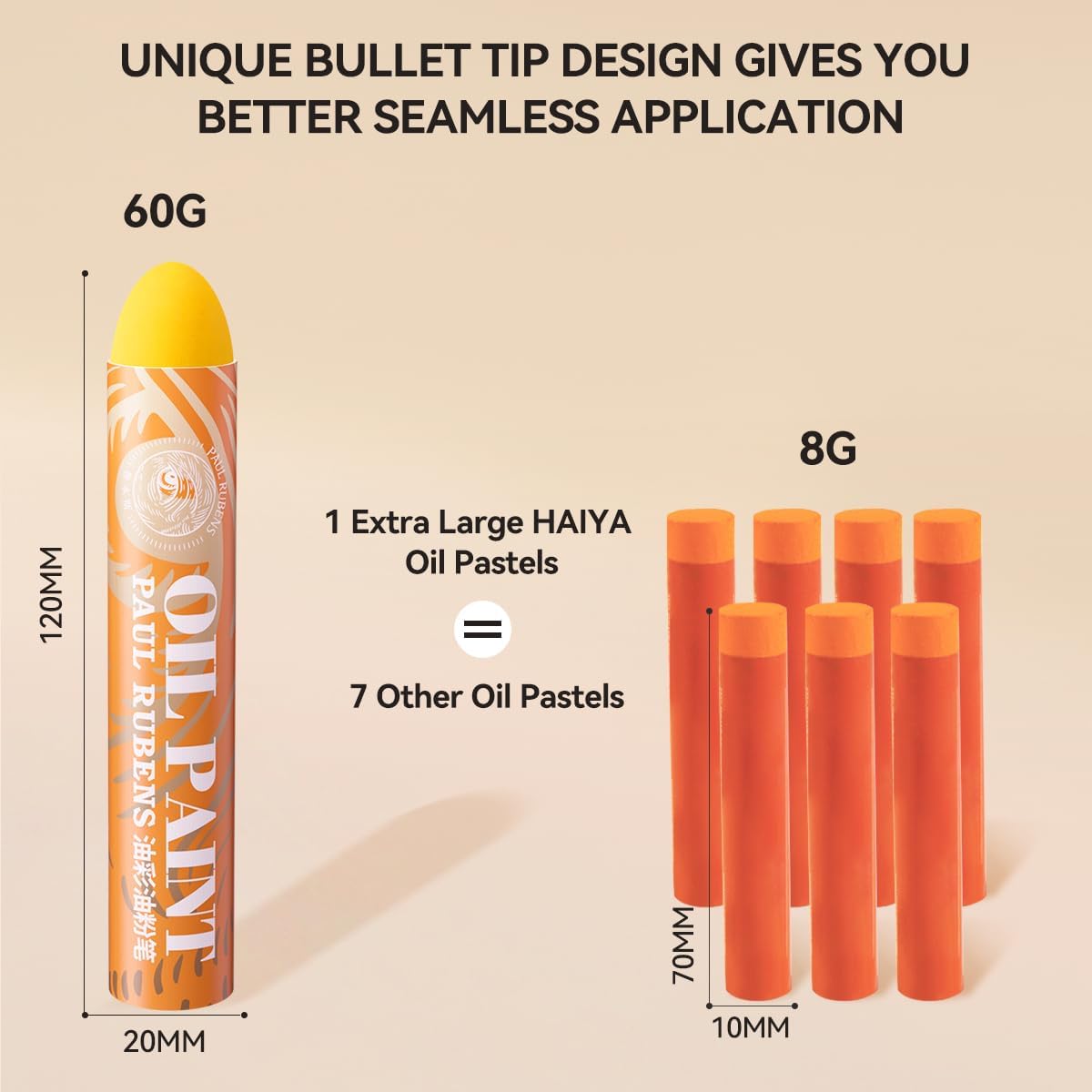 Paul Rubens Large Oil Pastels Set - 12 Colors A (0.79" x 4.72" Jumbo Sticks), Vibrant Colors, Creamy Texture and Blends Easily for Artists, Students and Professionals, Ideal for Filling in Large Areas