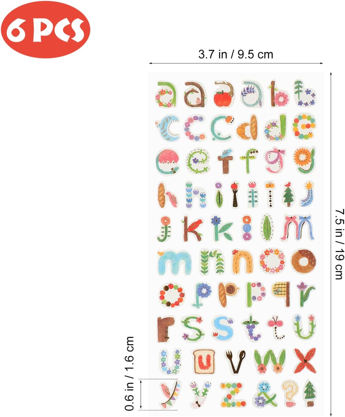 6 Sheet Vintage Scrapbook Stickers, Scrapbook Stickers Graffiti,Vintage Letters Numbers Self Adhesive Decals Scrapbooking Supplies for Diary DIY Art Album Crafts