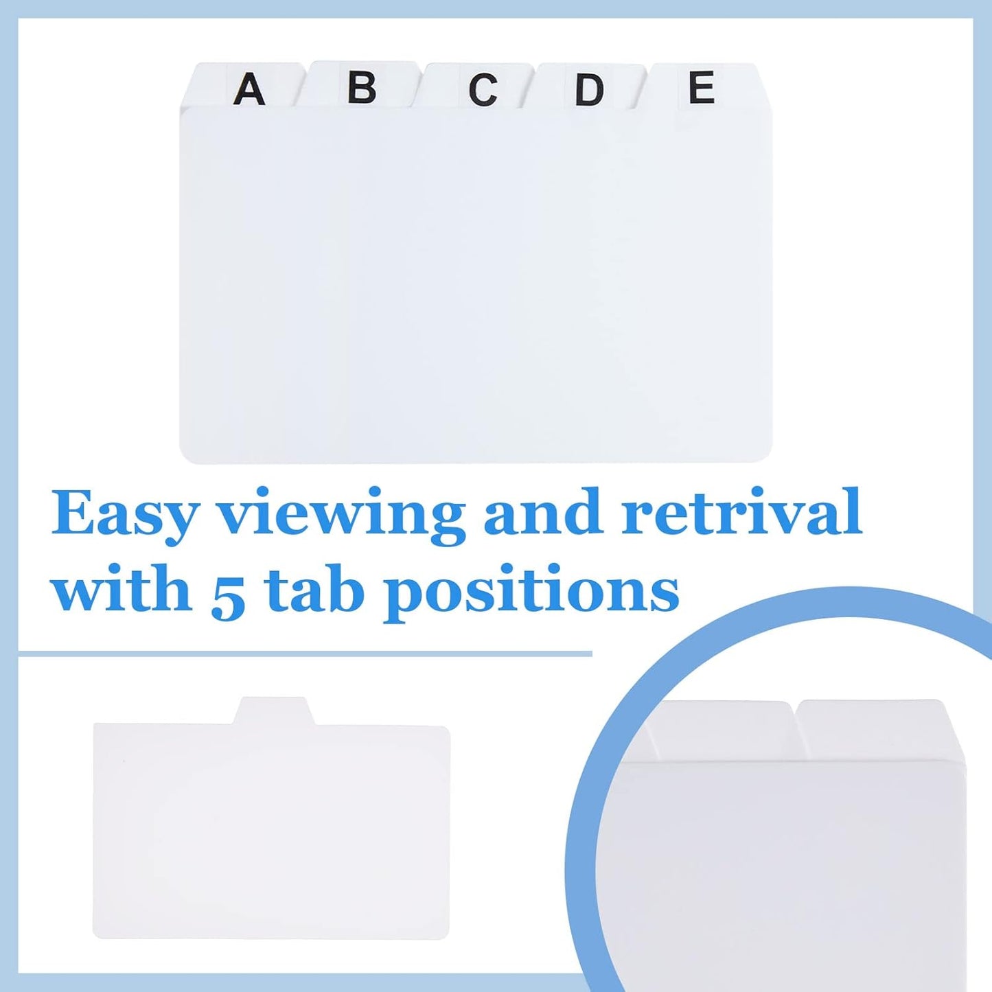 Lewtemi 50 Pcs Index Card Dividers 3 x 5 Inch Index Card Dividers with Tabs Guides with 2 Pcs Alphabet Number Stickers for Office Recipe Business (White)