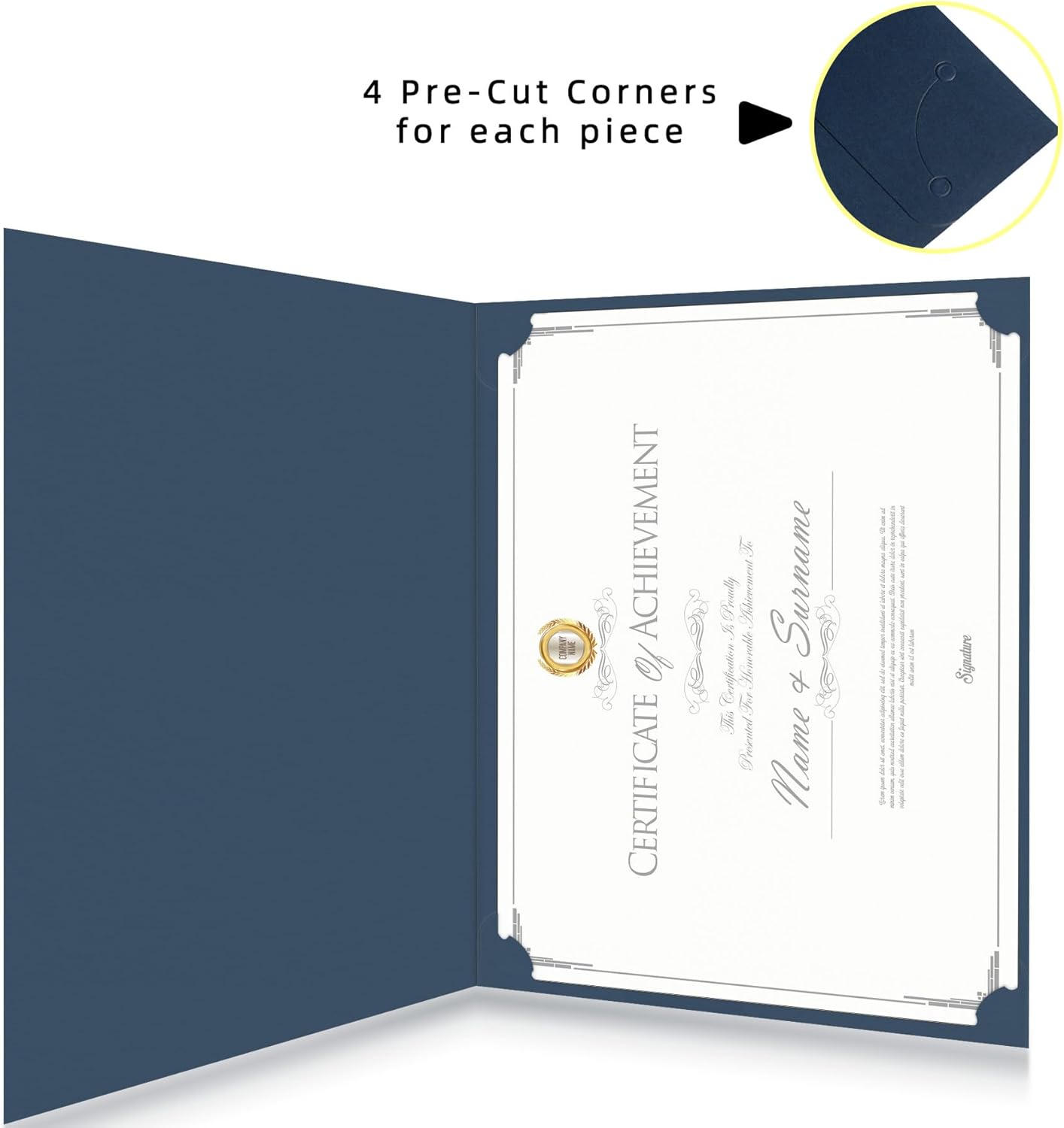 50 Packs Certificate Holders, Navy Blue Diploma Holders, 350gsm, Certificate Covers with Gold Foil Border for Letter Size 8.5 x 11 Certificates, Cardstock, Award, Graduation, Document Papers