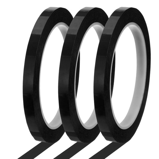 MECCANIXITY Whiteboard Tape 5/16" x 72 Yard Pinstripe Graphic Chart Line Grid Marking Tapes for Classroom Office Dry Erase Board Art, Black, Pack of 3