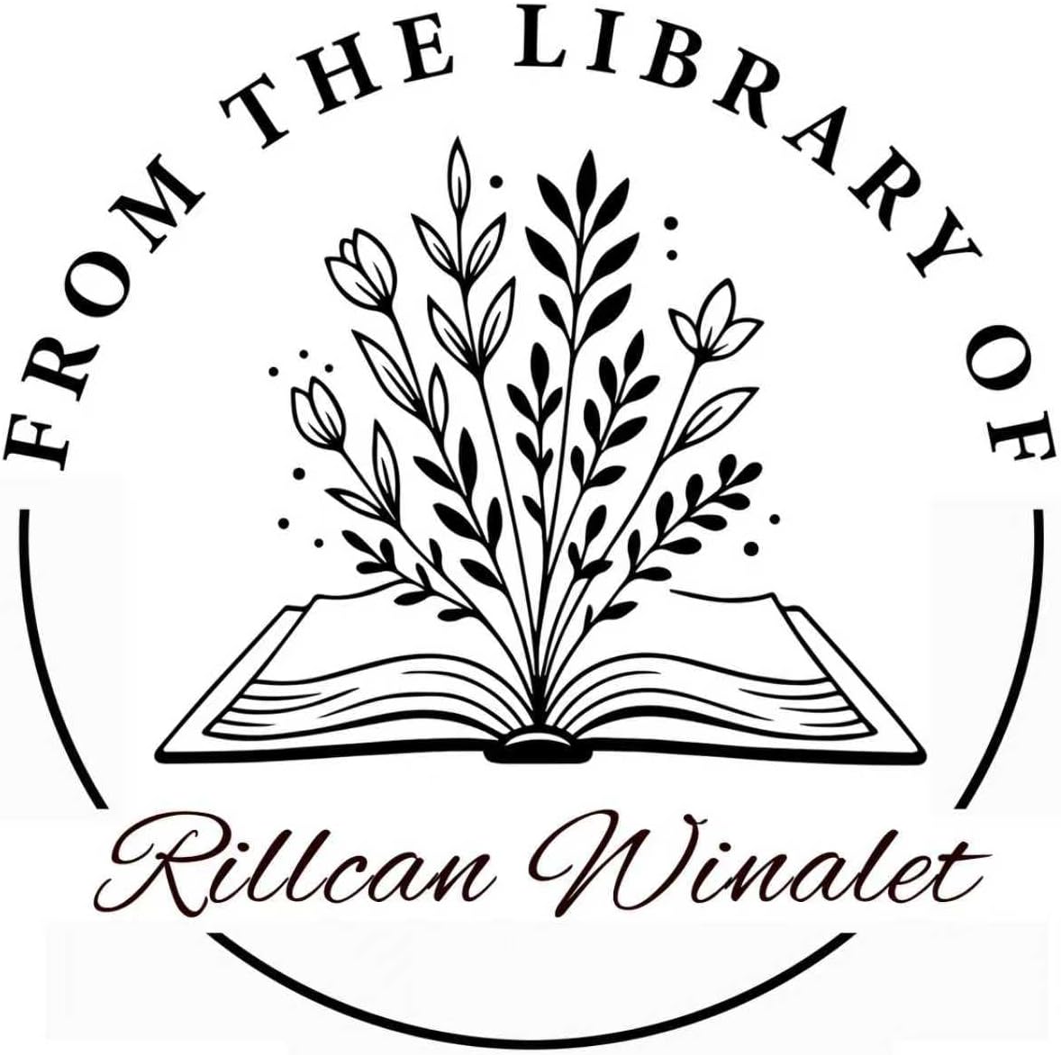 Custom Book Embosser | Book Stamp Personalized | Personal Library Embosser Custom Self-Ink Stamp from The Library of Customizable Embossing (Flowers 1)