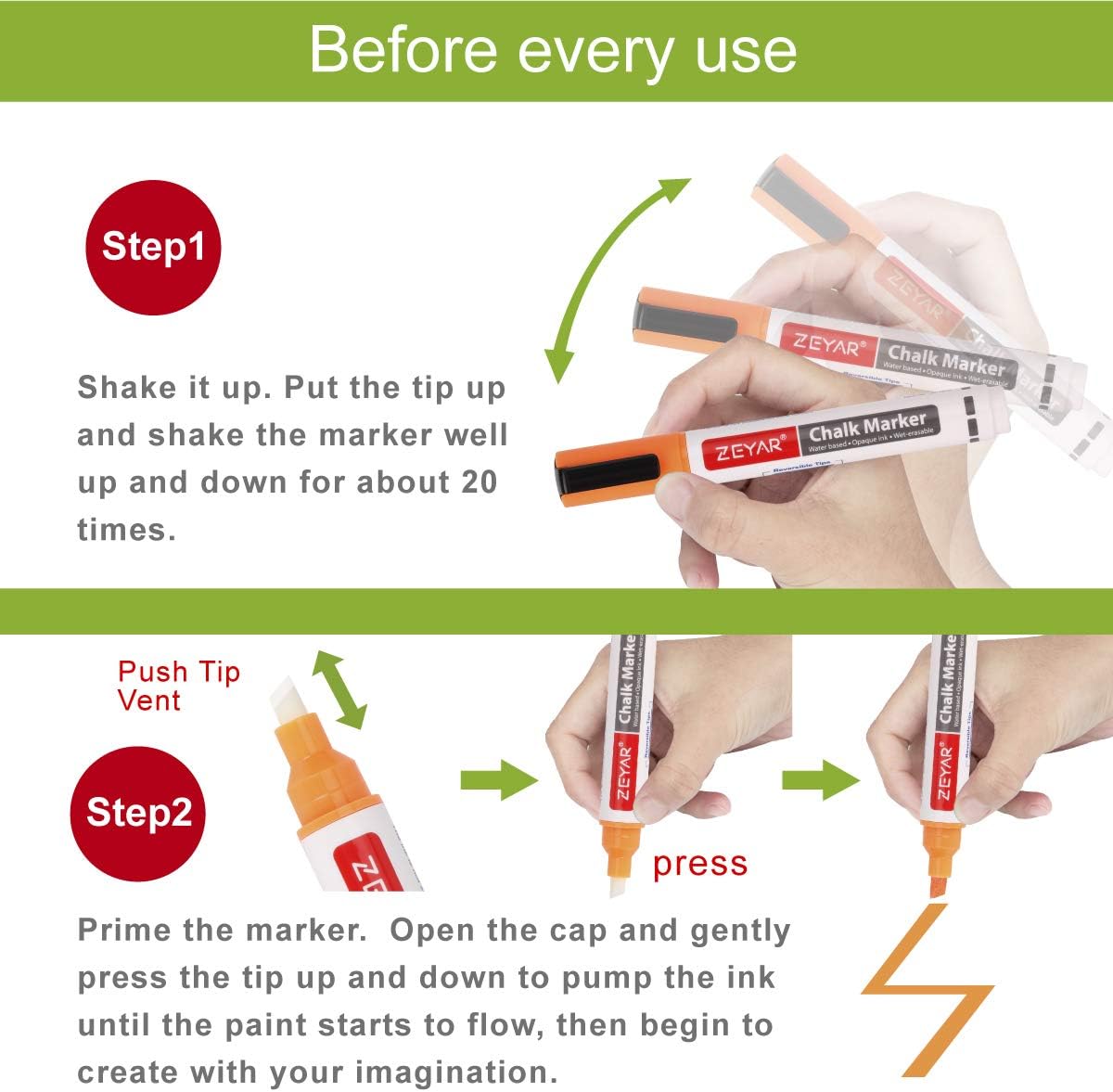 ZEYAR Liquid Chalk Marker-Wet Erase Marker, 6mm Reversible Tip-Bullet or Chisel, 8 Colors, Large Capacity, Writes on Nonporous Chalkboards, Bistro Boards, Windows and Plastic (8 Basic Colors)