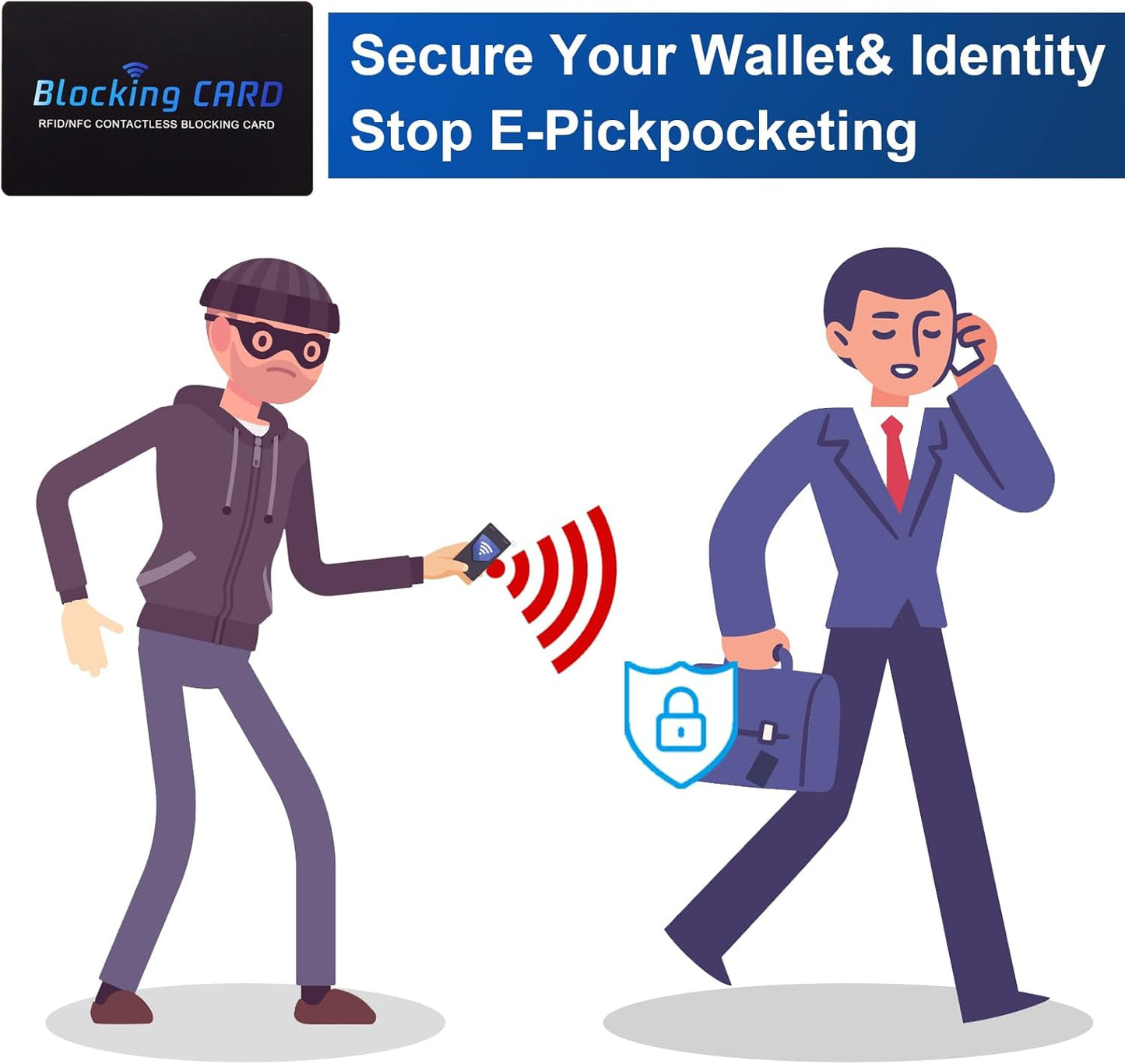 RFID Blocking Card (5 Pack) for Wallets, Slim RFID/NFC Blocker - One Card Protects Entire Wallet & Passport, Contactless Debit/Credit Card Protector, Anti-Theft Protection for Men & Women