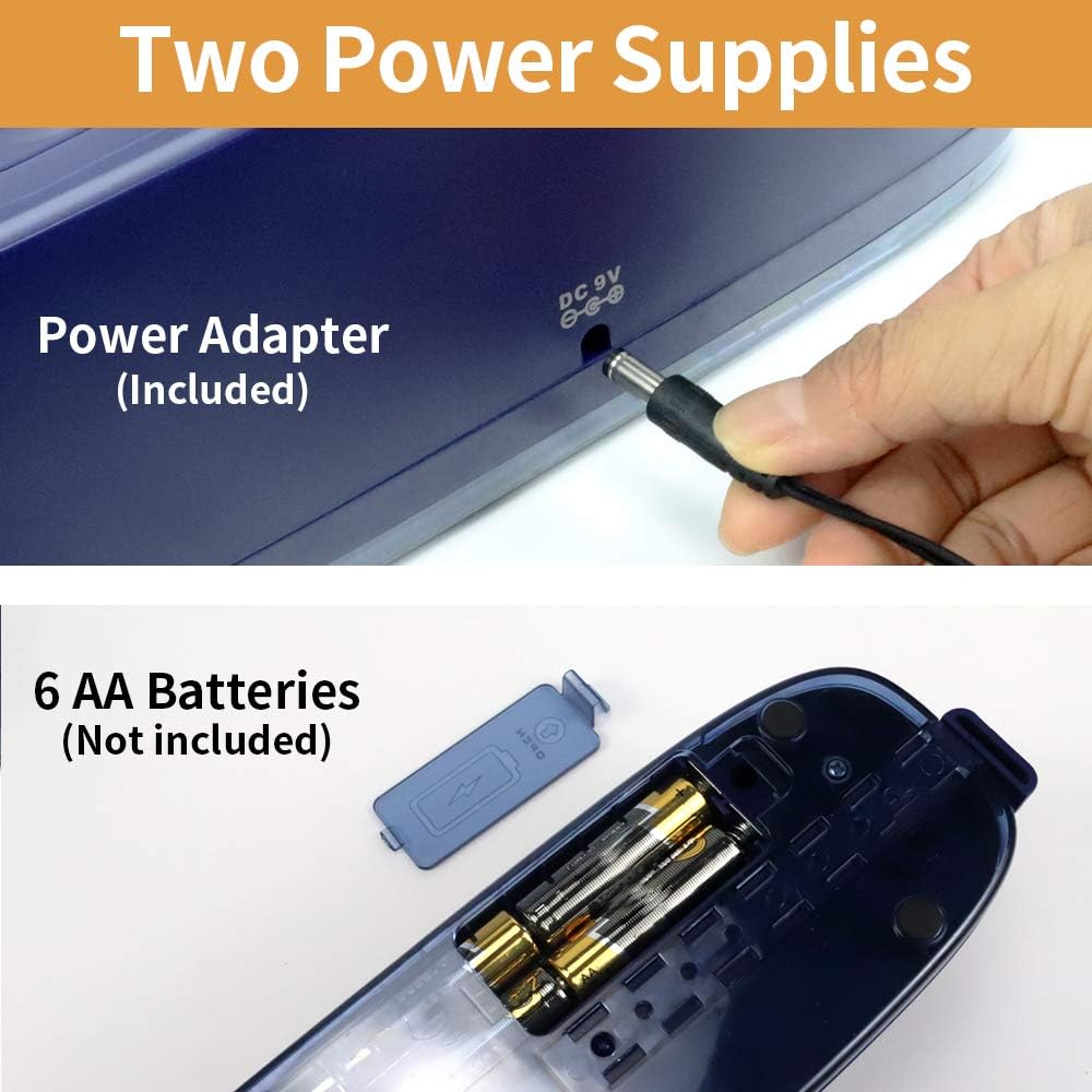 AFMAT Electric 3 Hole Punch, 3 Hole Punch Heavy Duty, 20-Sheet Punch Capacity, AC or Battery Operated, Effortless Punching, Long Lasting Paper Puncher for Office School Studio, Blue, Model: HP07