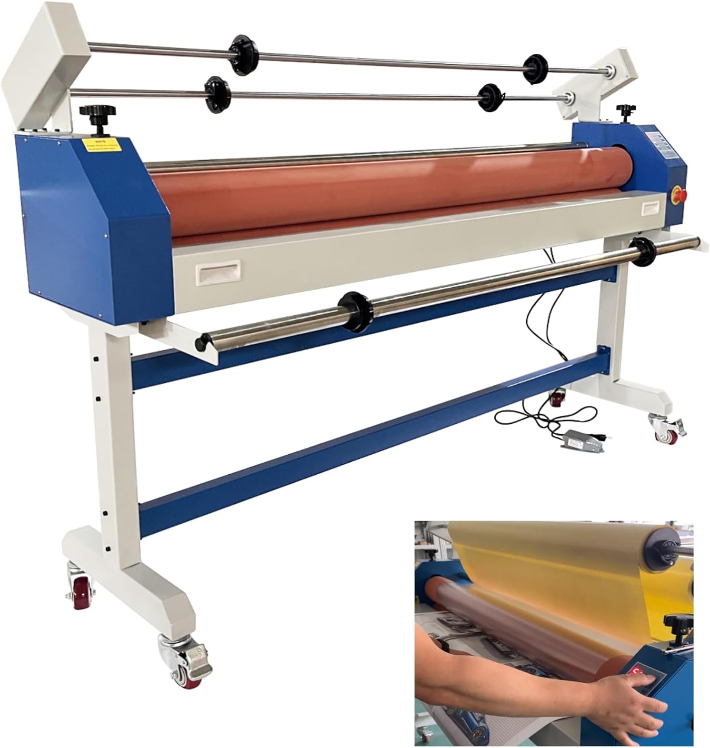 TECHTONGDA 51in Cold Laminating Machine, Electric/Manual Dual-use Cold Roll Laminator, Wide Format Laminator with Self-Removing Film Function, Adjustable Speed
