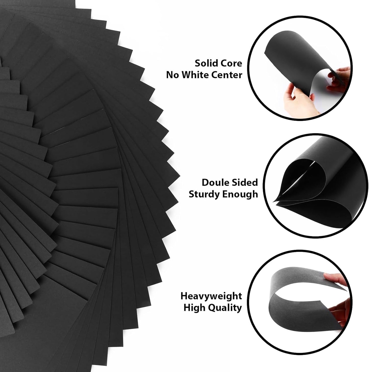 OcePor 100 Sheets Black Cardstock 8.5” x 11”, 92lb/250gsm Black Card Stock, Thick Card Stock Paper, Heavy Cardstock Paper for Printer, Resume, Scrapbooks, Art, Crafts, Business Cards