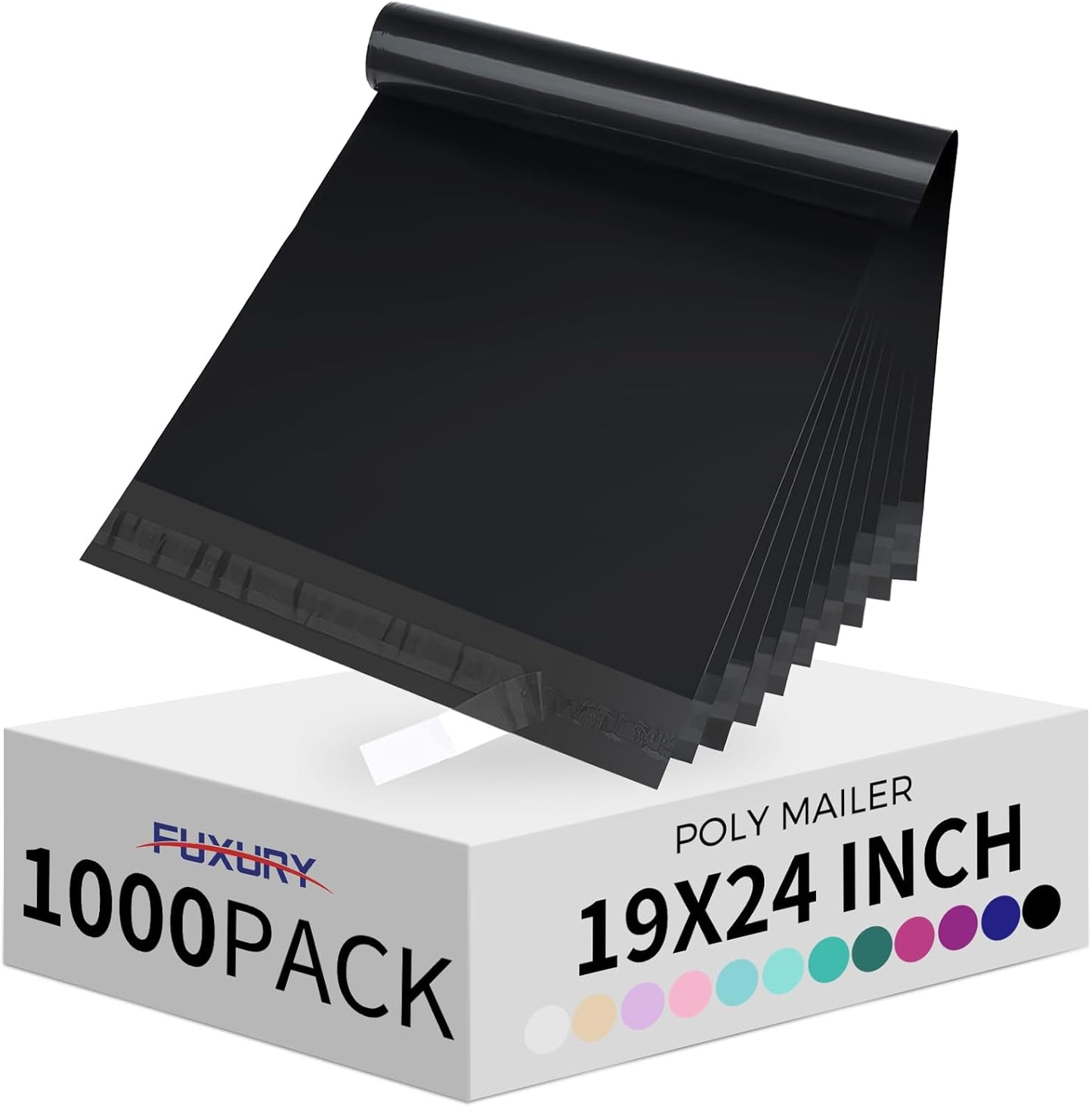 Fuxury Poly Mailers 19x24 Inch 1000 Pack, Bulk Shipping Bags for Clothing, Strong Adhesive Shipping Envelopes for Small Business Suppliers,Waterproof Mailers Poly Bags Mailing Envelopes Black