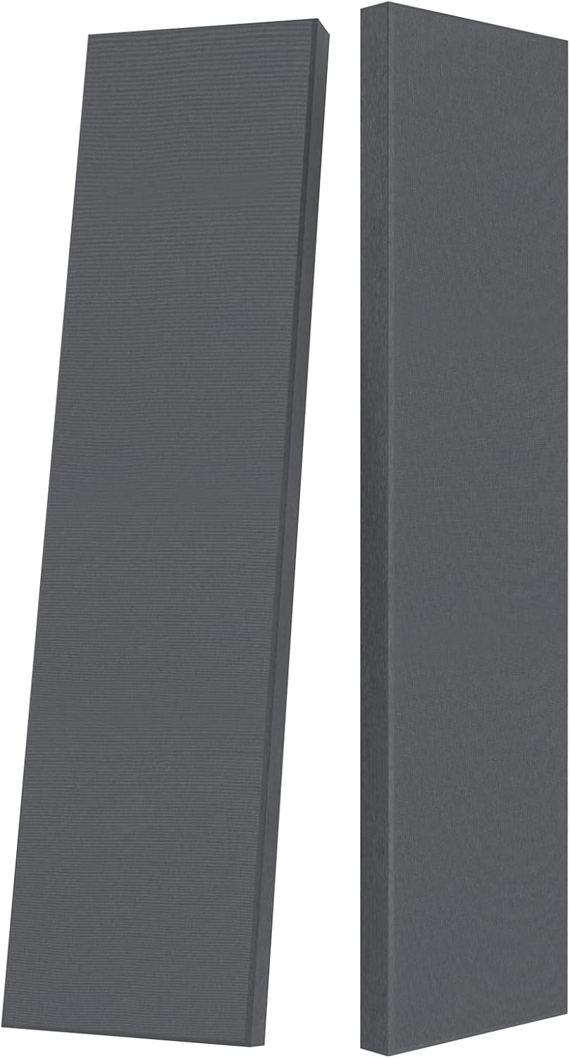 2” Thick Acoustic Panels with Hanging Brackets to the Wall, 2 PCS 47.2” x 11.8” Fiberglass Sound Absorbing Panels for Home Theater Church Office Wall or Ceiling, Medium Grey