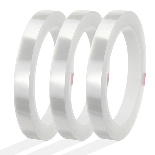 MECCANIXITY Whiteboard Tape 1/2" x 72 Yard Pinstripe Graphic Chart Line Grid Marking Tapes for Classroom Office Dry Erase Board Art, Clear, Pack of 3