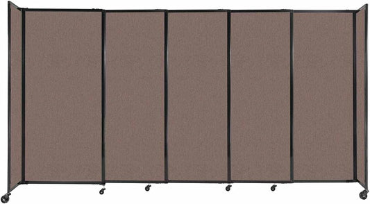 Versare Straightwall Sliding Portable Wall Partition | Freestanding Office Dividers | Locking Wheels | Temporary Room Separator | 11'3'' Wide x 6' Tall Latte Fabric Panels