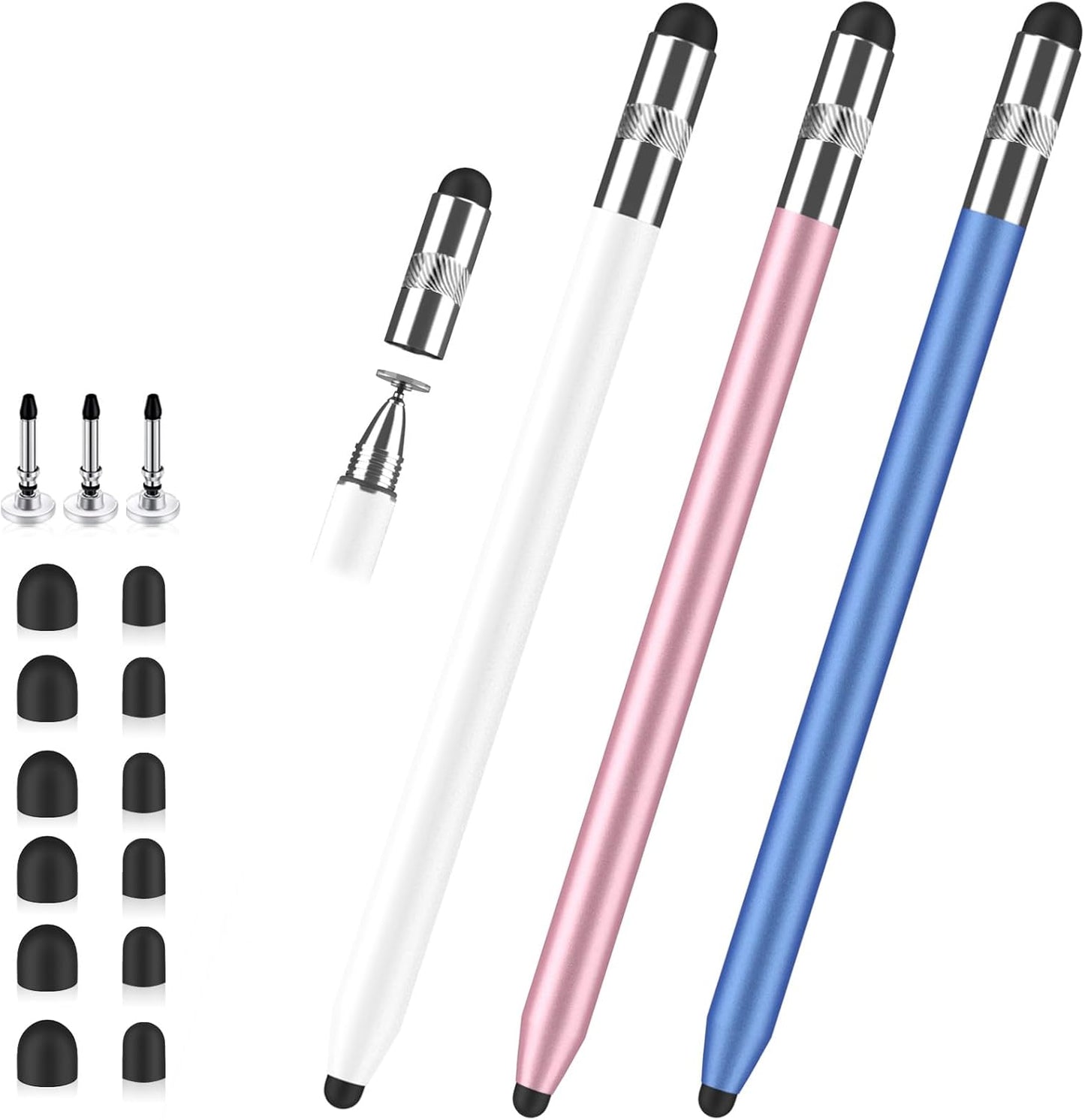 Stylus Pen for Touchscreen, 3-in-1 Rubber Disc Stylus, High Sensitivity and Precision, Universal Stylus Pen Compatible for Ipad,iPhone Android Kindle All Capacitive Tablets